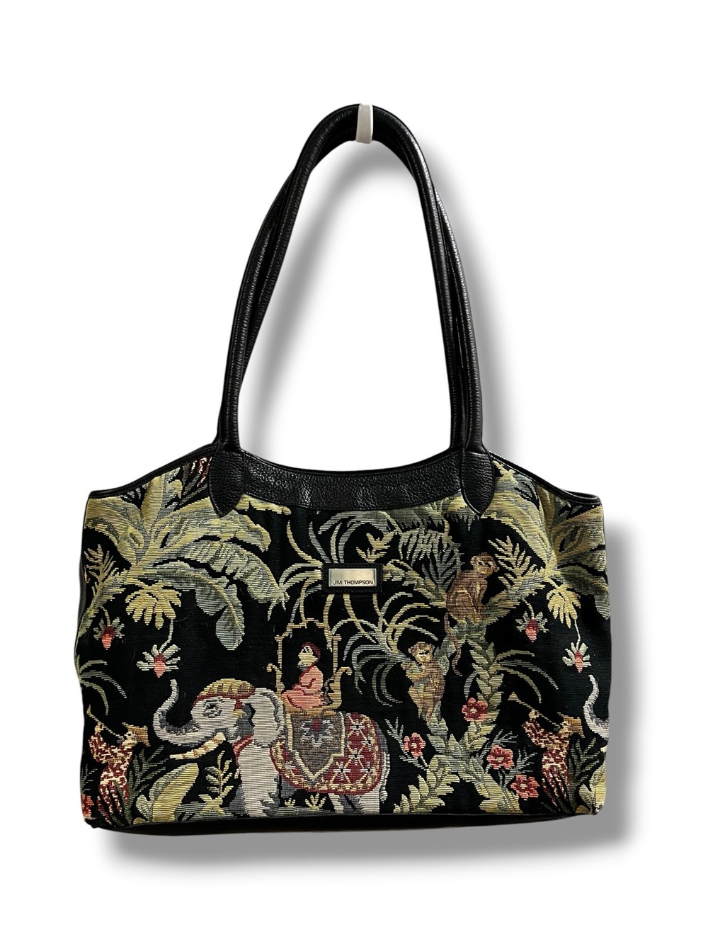 Jim Thompson Large Tapestry Shoulder Bag Asian Jungle Print Elephants Monkeys